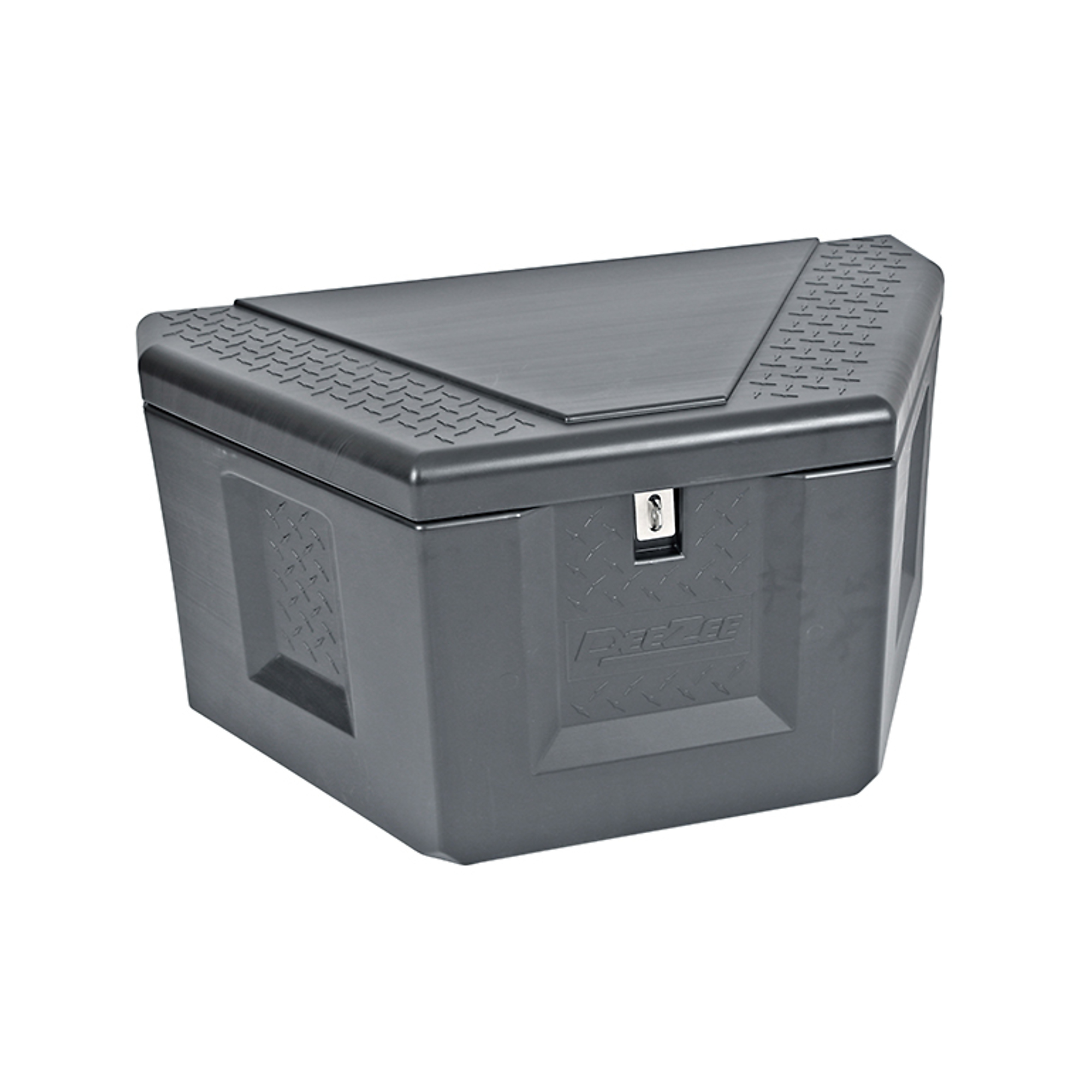 Dee Zee Large Poly Triangle Trailer Box — Lightweight Plastic, Steel Hasp Latch, Model# DZ91717P
